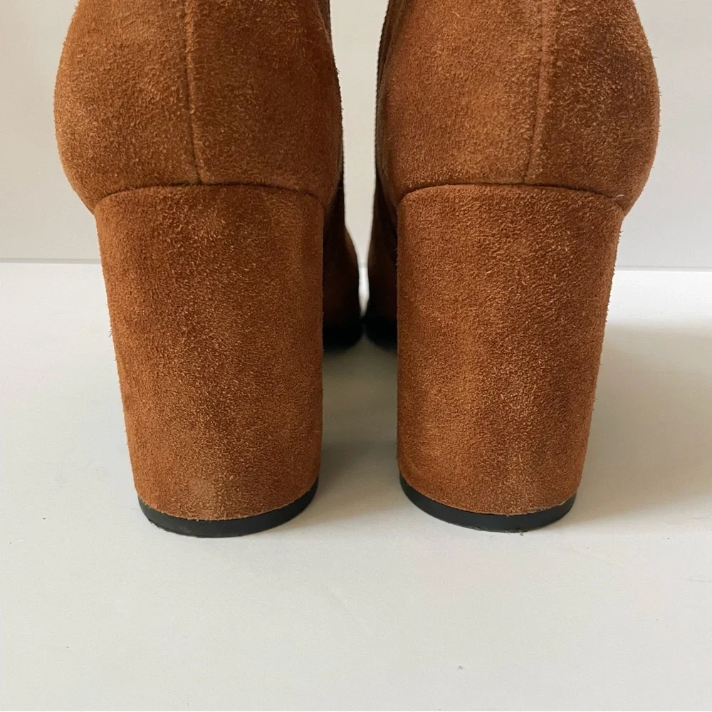 Dolce Vita Brown Cushioned Fiola Square Toe Block Heel Leather Booties Size 7.5